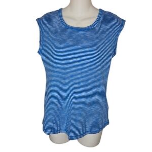 Talbots NWOT Blue and White Striped Keyhole Back Sleeveless Tank Top, Size Small